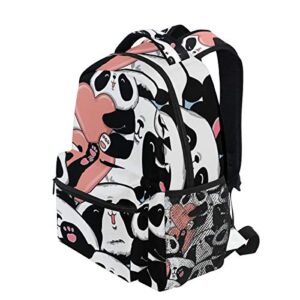Valentine Day Animal Panda Heart School Backpack Casual Shoulder Bag College Bookbag Travel Hiking Daypack