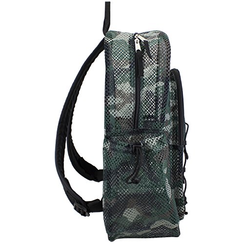 Eastsport XL Semi-Transparent Mesh Backpack with Comfort Padded Straps and Bungee, Black Camo