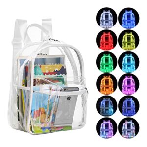 yisibo led strip lights clear backpack,8 rgb colors with 10 flashing mode,4 music mode and 4 timer,tpu transparent waterproof heavy duty see through backpack for music festival,stadium approved,school