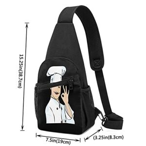 Chef cooking cut out drawing sketch restaurant gourmet Good-looking lightweight backpack men and women chest bag leisure sports travel bag
