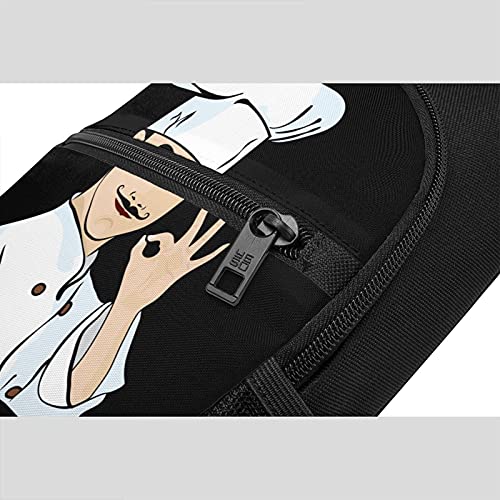 Chef cooking cut out drawing sketch restaurant gourmet Good-looking lightweight backpack men and women chest bag leisure sports travel bag