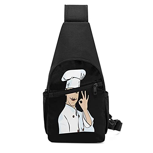Chef cooking cut out drawing sketch restaurant gourmet Good-looking lightweight backpack men and women chest bag leisure sports travel bag