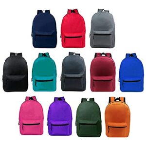 moda west 17 inch bulk backpacks in assorted colors with 17 piece school supply kits wholesale – case of 24 (12 color assortment)