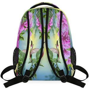 YPPAHHHH School Laptop Backpack Flower Bird Hummingbird for Girls Kids Boys Spring Flroal Lightweight Bookbag Elementary College Travel Hiking Daypack Backpacks for Women Men