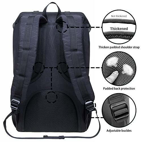 KAUKKO Laptop Travel Backpack, Outdoor Rucksack Fits 15.6 Inch Laptop(18-Black)