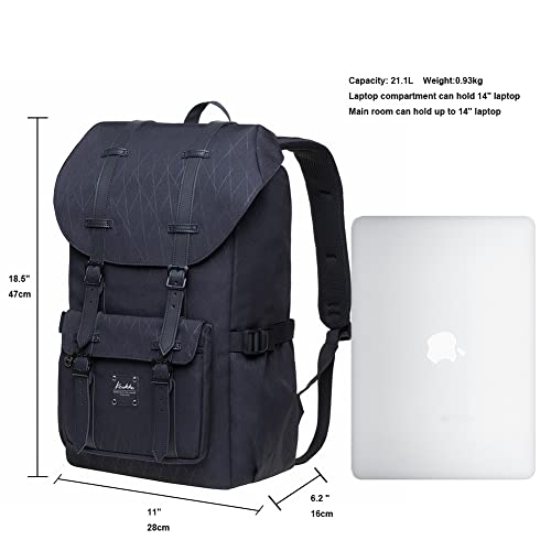 KAUKKO Laptop Travel Backpack, Outdoor Rucksack Fits 15.6 Inch Laptop(18-Black)