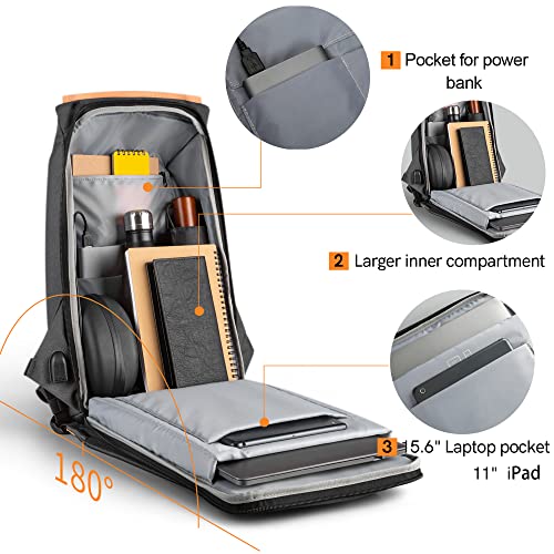 Kingsons Laptop Bag Anti Theft Backpack - Laptop Backpack 15.6 Inch Waterproof Nylon Travel Backpacks for Men, Computer Dayback with USB Charging Port for Business (A-Gray)