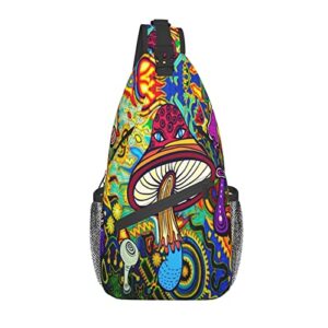 riuara mushroom hippie colorful sling bag light shoulder bag hiking daypacks crossbody bags for women men
