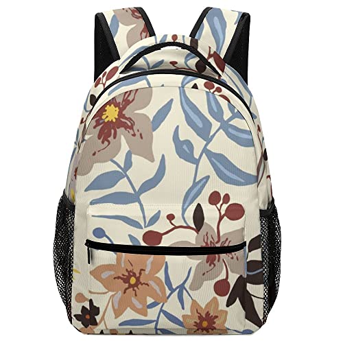 Casual Lightweight Backpack with Graphic Tropical Floral Large Capacity Laptop Backpack for School and Travel 16.5" x 12.2" x 5.9"