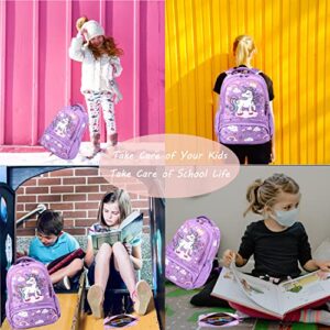 Unicorn Backpack for Girls Kids School backpack for Elementary Water Resistant Girls School Bag Unicorn Bookbag 3 Piece Set with Insulated Lunch Bag and Pencil Case