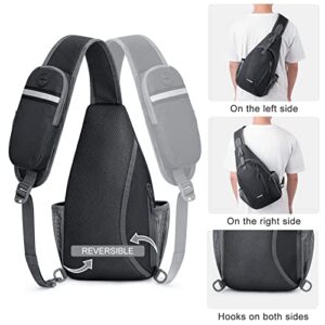 G4Free RFID Sling Bag Crossbody Sling Backpack Small Chest Shoulder Backpack Men Women Hiking Outdoor(Black)