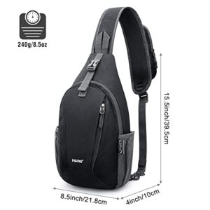 G4Free RFID Sling Bag Crossbody Sling Backpack Small Chest Shoulder Backpack Men Women Hiking Outdoor(Black)