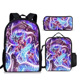 hqewnli 3pcs backpack 3d printing travel daypack with lunch bag pencil case travel shoulder backpack set fans gifts