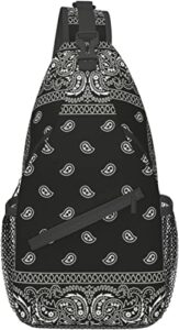 bandana black paisley bandana chest bag sling crossbody backpack cycling traveling hiking daypack for men women