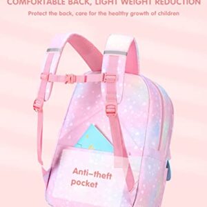 School Backpack for Girls, Lightweight Waterproof Cute Rainbow School Bookbag for Teen Kids Students Elementary (Rainbow Pink)