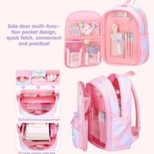 School Backpack for Girls, Lightweight Waterproof Cute Rainbow School Bookbag for Teen Kids Students Elementary (Rainbow Pink)