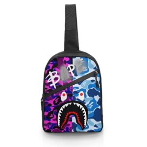 fanfellsy shark fashion camo folding chest bag adjustable crossbody travel bag shoulder daypack