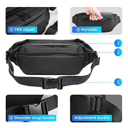 Waterproof backpack for Travel Flight Fits 17.3Inch Laptop&Men’s Crossbody Pack Fanny Pack Compact EDC Sling Bag Large Waist Bag Pack
