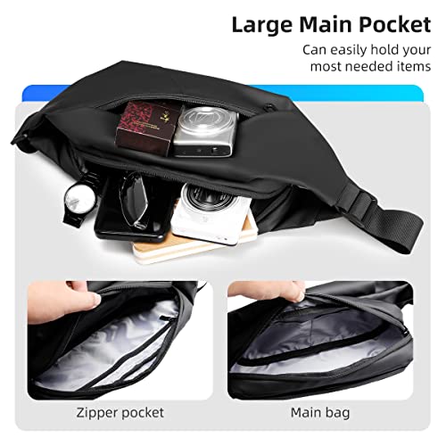 Waterproof backpack for Travel Flight Fits 17.3Inch Laptop&Men’s Crossbody Pack Fanny Pack Compact EDC Sling Bag Large Waist Bag Pack