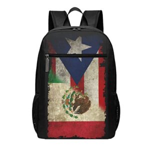 mexican mexico flag and puerto rican flag backpacks for men and women,high capacity casual sports travel backpack,lightweight backpack,water resistant college school laptop backpack gifts