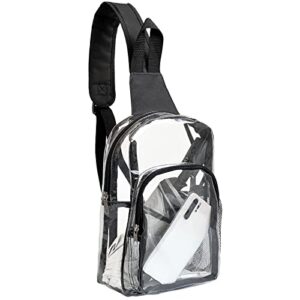 bajnokou clear sling bag stadium approved,crossbody pvc chest backpack mini transparent casual daypack with adjustable strap bags for women men hiking concerts,black