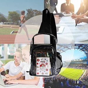 BAJNOKOU Clear Sling Bag Stadium Approved,Crossbody PVC Chest Backpack Mini Transparent Casual Daypack with Adjustable Strap Bags for Women Men Hiking Concerts,Black