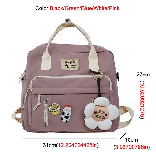 Kawaii Backpack with Kawaii Pin and Accessories Cute Tote Bag with Flower Accessories Pins Laptop Bag (A-Blue)