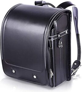 randoseru japanese schoolbag for primary school students?backpacks for kids boys and girls (pure black)