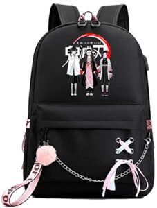 loveyangag anime backpack tsuyuri kanao kamado nezuko kochou shinobu colleage bookbag school bag casual daypack mochila with usb charging port