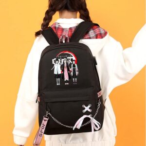 LOVEYANGAG Anime Backpack Tsuyuri Kanao Kamado Nezuko Kochou Shinobu Colleage Bookbag School Bag Casual Daypack Mochila with USB Charging Port