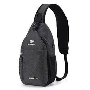 skysper sling bag crossbody backpack – chest shoulder cross body bag travel hiking casual daypack for women men(black)
