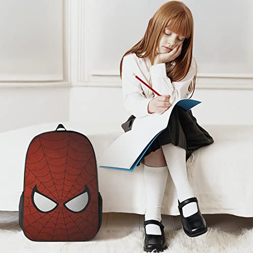 Uiwuqh Superhero Backpack Spider School Bag Bookbag Cute 17 Inch with Lunch Bag Tote and Pencil Case Box Pouch for Boys Girls