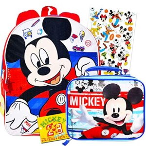 disney mickey mouse backpack bundle with lunch box, stickers (school supplies bundle)