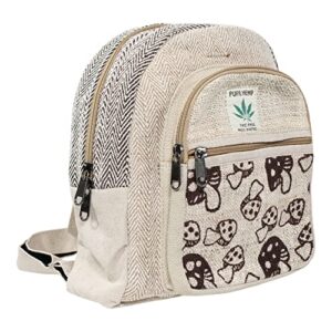 shroom hemp backpack, small backpack, cotton stripe backpack, hippie backpack, trekking backpack, traveling backpack, nepali backpack, himalayan backpack, hemp backpack, small hemp backpack