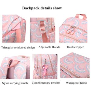 Elementary School Backpack for Girls,Waterproof Student Bookbag with Lunch box and Pencil Case