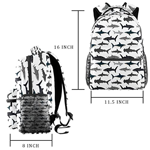 School Backpack Travel Backpack,Boy Girl Backpack,shark pattern,Outdoor Sports Rucksack Casual Daypack