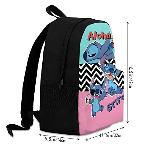 huayidehe Cartoon Backpack Unisex Large Capacity Casual Bag Cute Lightweight Multipurpose Travel Laptop Backpack, Black