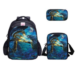 matmo dinosaur backpack and lunch bag set for boys, backpack shoulder bag pencil case (dinosaur backpack set 13)
