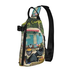 rope bag – crossbody sling backpack happy camper sling bag travel hiking chest bag daypack