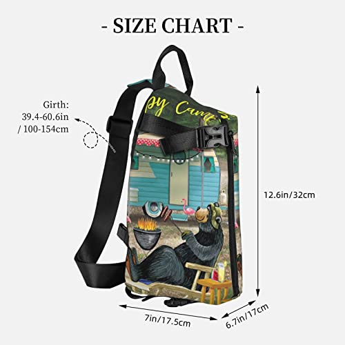 Rope Bag - Crossbody Sling Backpack Happy Camper Sling Bag Travel Hiking Chest Bag Daypack