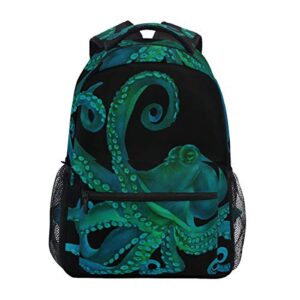 alaza watercolor octopus large backpack for kids boys girls student personalized laptop ipad tablet travel school bag with multiple pockets