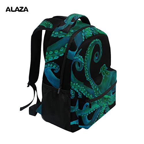 ALAZA Watercolor Octopus Large Backpack for Kids Boys Girls Student Personalized Laptop iPad Tablet Travel School Bag with Multiple Pockets