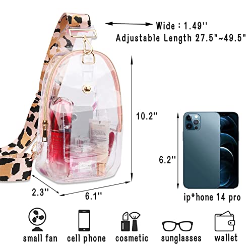 WEDDINGHELPER Clear Sling Bag for Women: Clear Bag Stadium Approved Crossbody Sling Daypack Backpack for Concerts Sports Events (X-1)