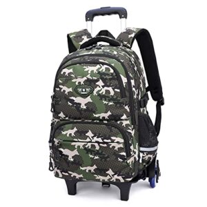 mfikaryi animal-print elemetary rolling backpack,rolling bookbag with wheels for teens,middle school trolley school bag