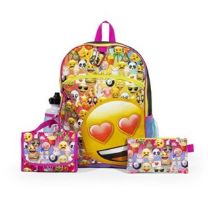 emoji yellow 16″ inch backpack back to school essentials set for girls