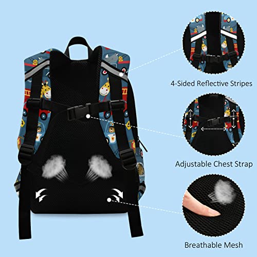 Forest Animal Car Truck Toddler Backpack for Kids Boy Girls Age 3-6, Preschool Mini Backpack with Leash