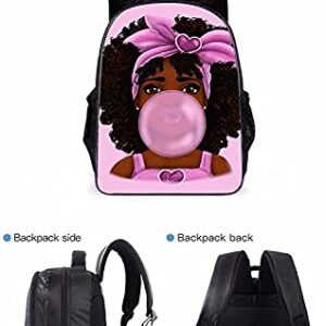 African American Girl Backpack Teens Bookbag Schoolbag With Shoulder Bag Pencil Bag Set For Girls 3pcs Set (African Girl13)