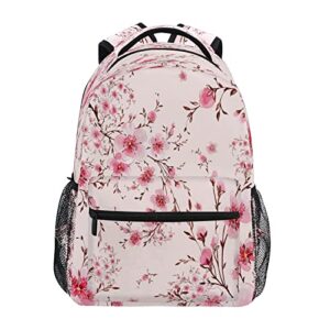 alaza pink cherry blossom flowers floral large backpack,unisex girls kids school bookbags daypack bag,water resistant personalized laptop ipad tablet children backpack travel school bag