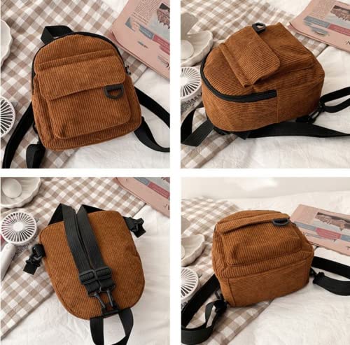 MBVBN Cute Mini Corduroy Backpack Casual Shoulder Bag Casual Kawaii Small (Black)