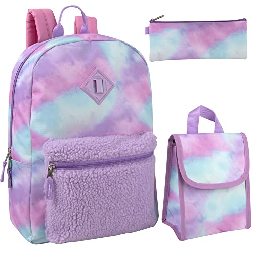 Trail maker Backpack with Lunch Box and Pencil Case for Girls and Boys, 17 Inch Backpacks for Kids for School (Colorful Clouds)